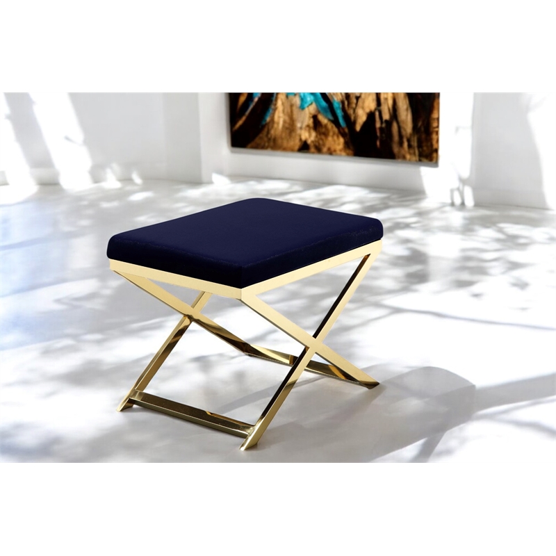 Gold Lexi Stool Navy Velvet & Gold Frame