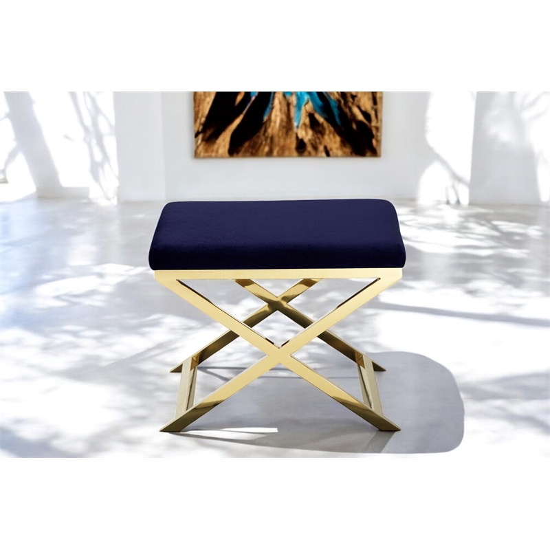 Gold Lexi Stool Navy Velvet & Gold Frame