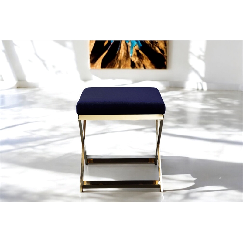 Gold Lexi Stool Navy Velvet & Gold Frame