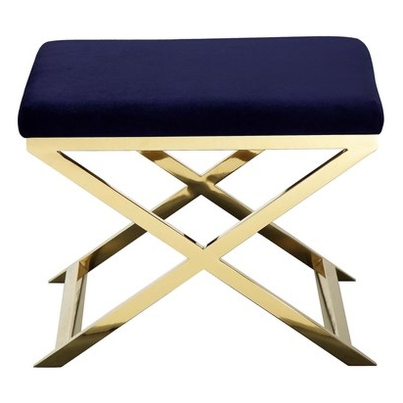 Gold Lexi Stool Navy Velvet & Gold Frame