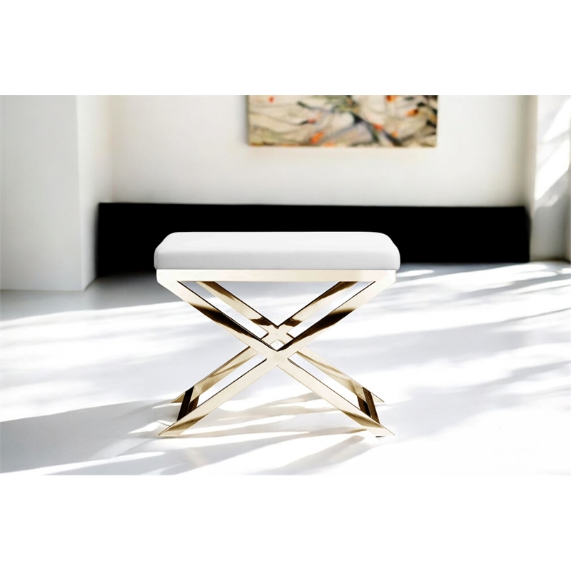 Gold Lexi Stool Faux Leather White & Chrome Frame