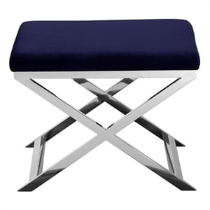 Pangea Home Lexi Stool Velvet Navy & Chrome Frame