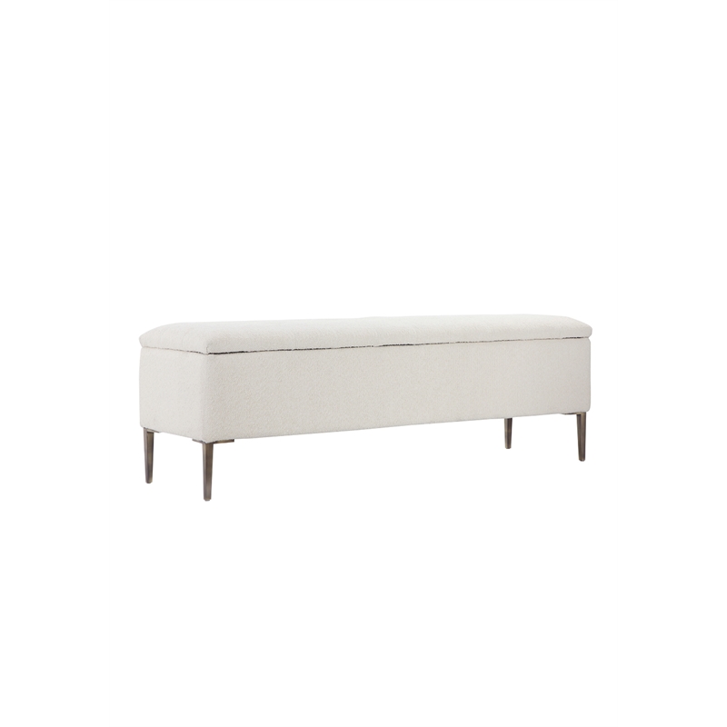 Pangea Home Ili Storage Bench Boucle White