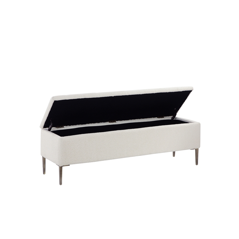 Pangea Home Ili Storage Bench Boucle White