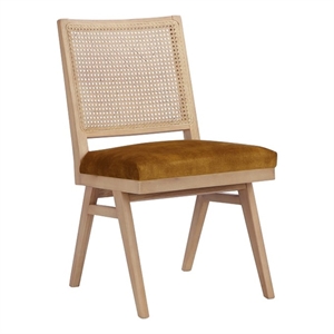 Pangea Home Lev Side Chair Velvet Gold (Set Of 2) Linen Blend Fabric