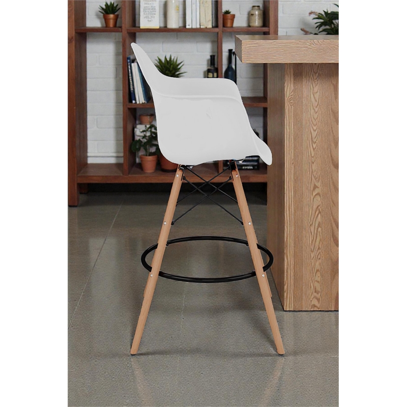 Daphney Bar Stool White Polypropylene Resin  - SET OF 2