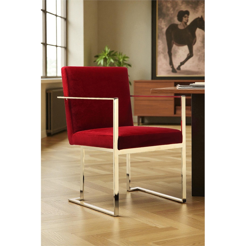 Gold Dexter Arm Chair Velvet Maroon