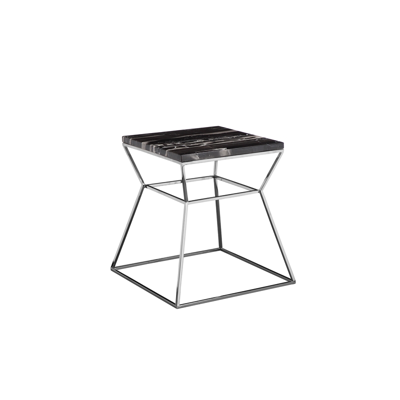 Geo Side Table Metal Frame With Black Marble Top