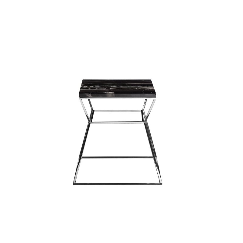 Geo Side Table Metal Frame With Black Marble Top