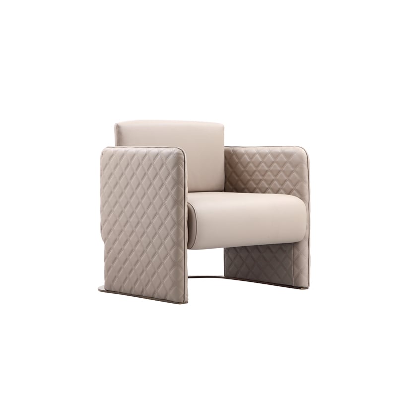 Lusso Gold Lounge Chair Sand Faux Leather