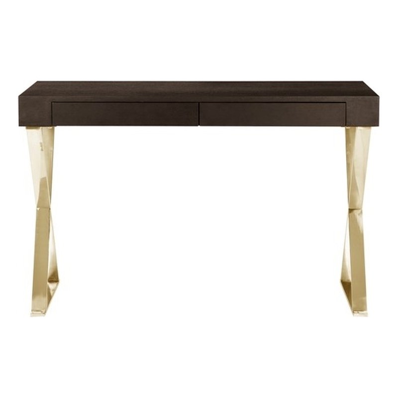 Gold Alexa Desk Espresso Engineered Wood