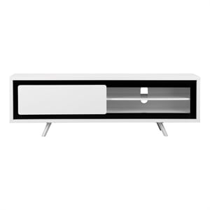 Hal Short TV Stand White & Black Combo in Engineered Wood