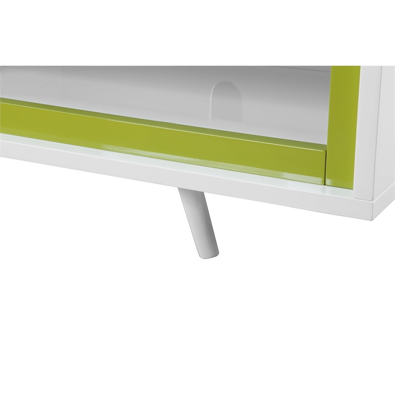 Hal Short TV Stand White & Green Combo in Engineered Wood