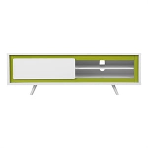 Hal Short TV Stand White & Green Combo in Engineered Wood
