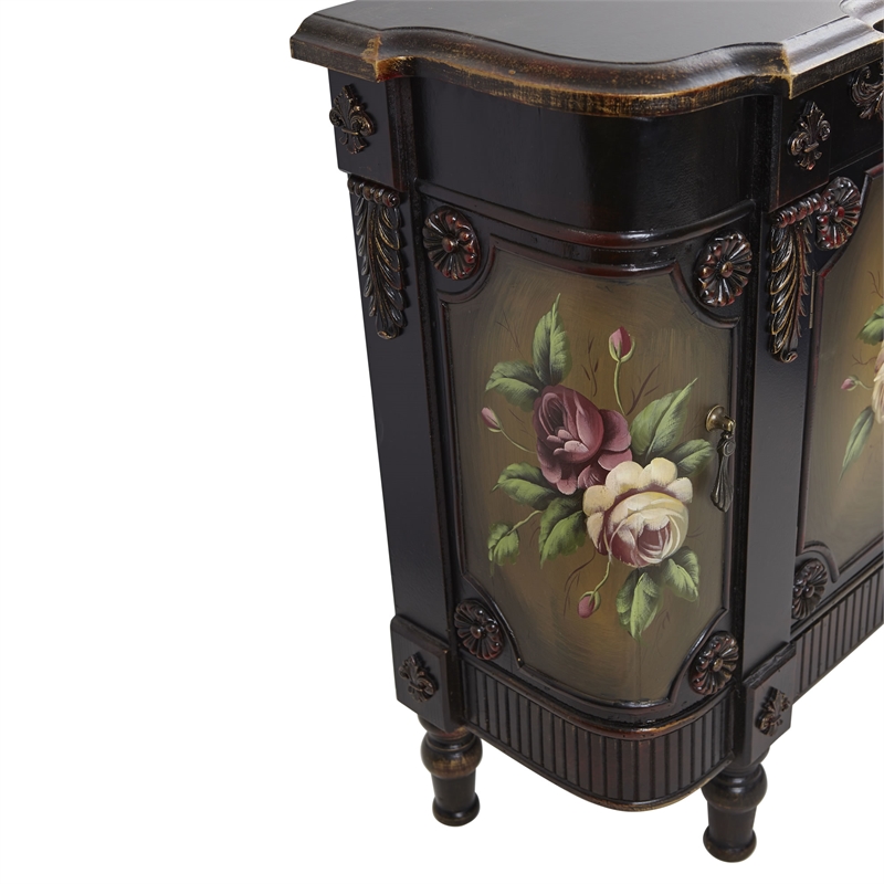 Nearly Natural French Vintage 2-Curved Door/2-Center Door Accent Chest in Brown