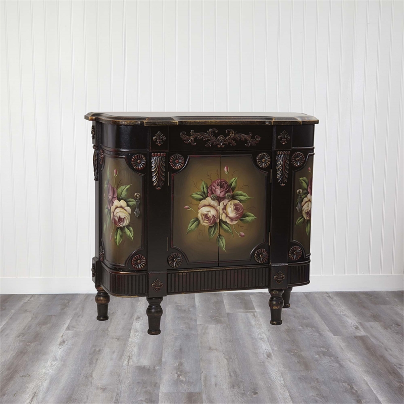 Nearly Natural French Vintage 2-Curved Door/2-Center Door Accent Chest in Brown