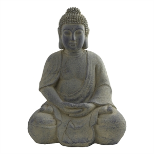 Nearly Natural Indoor/Outdoor Fiber Clay Full Buddha Pose Statue in Gray