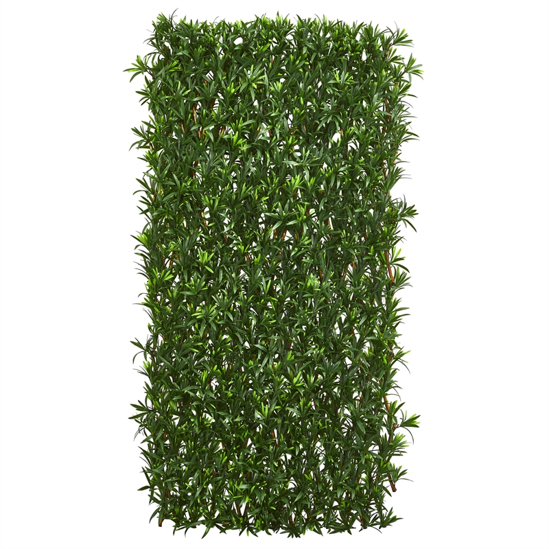 Nearly Natural Expandable Podocarpus Fence UV Resistant & Waterproof in Green