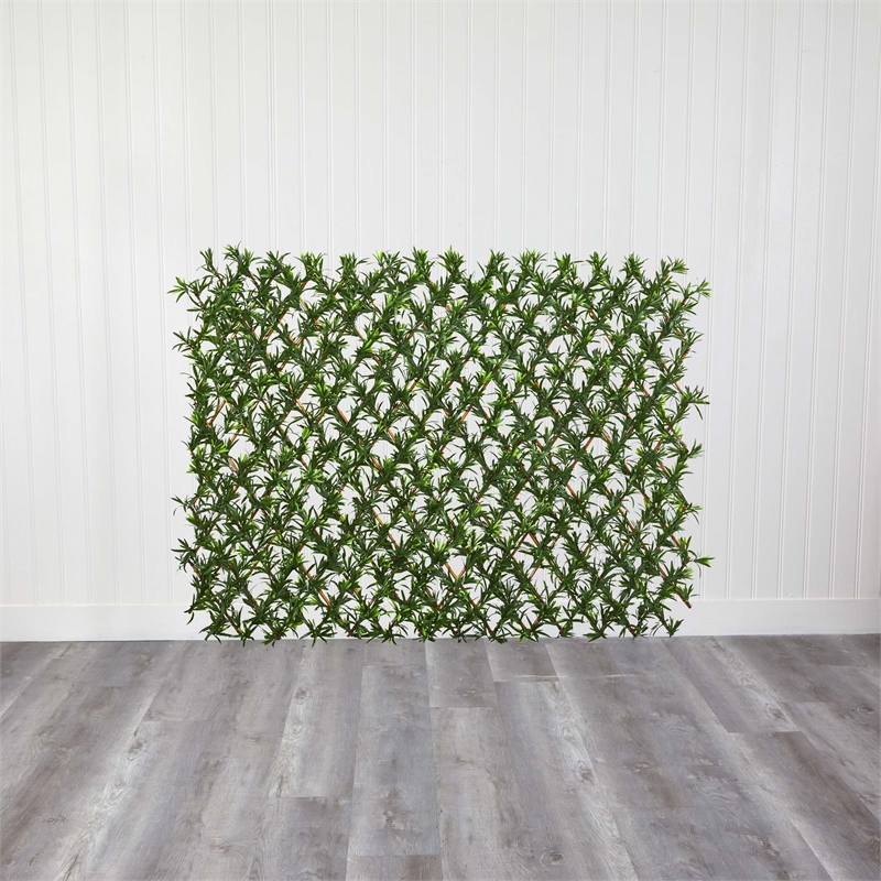 Nearly Natural Expandable Podocarpus Fence UV Resistant & Waterproof in Green