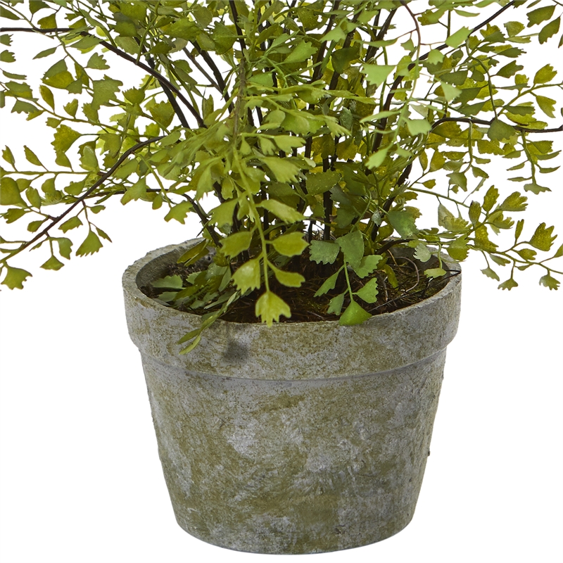 Nearly Natural Maiden Hair Artificial Plant in Decorative Planter in Green/Gray