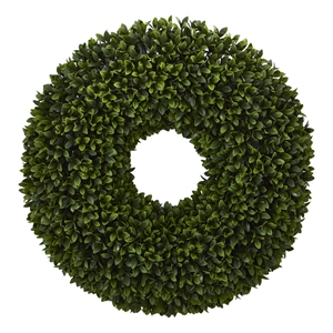 Nearly Natural 24&quot Ric Boxwood Foliage Artificial Wreath in Green