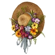 Nearly Natural Mixed Flower Hat Wreath with with Gingham Ribbon in Multi-Color