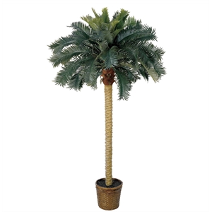 Nearly Natural 72&quot Sago Palm Silk Tree with 50 Lush Leaves in Green/Brown