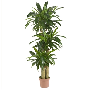 Nearly Natural Corn Stalk Dracaena Silk Plant Real Touch in Green/Brown