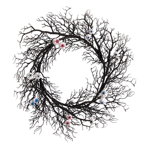 Nearly Natural 30&quot Halloween Gazing Eyeballs Twig Wreath in Black