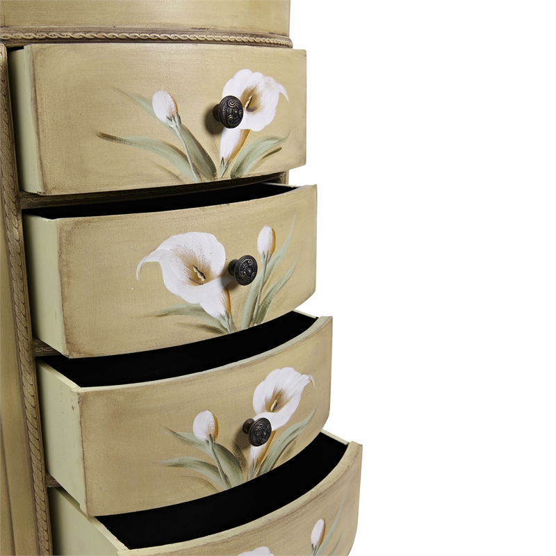 Nearly Natural Calla Lily Floral Art Antique Accessory Table with in Beige