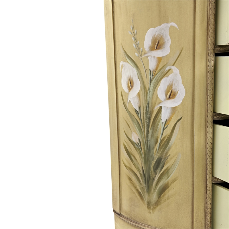 Nearly Natural Calla Lily Floral Art Antique Accessory Table with in Beige