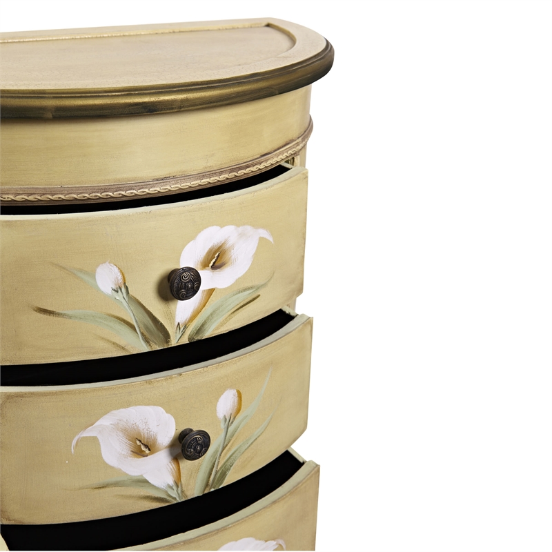 Nearly Natural Calla Lily Floral Art Antique Accessory Table with in Beige