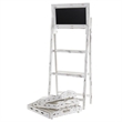 Nearly Natural 3ft White Washed Farmhouse Stand w/ Chalkboard in White