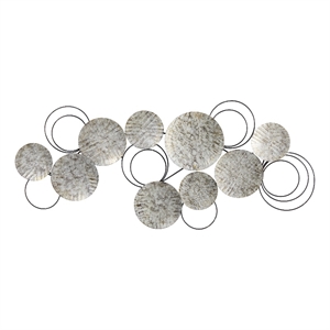 Nearly Natural 4.5ft x 2ft Galvanized Embossed Metal Discs Wall Art