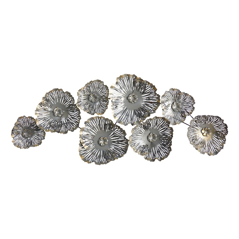 Nearly Natural 5ft x 2ft Floating Metal Floral Wall Art Decor in Silver