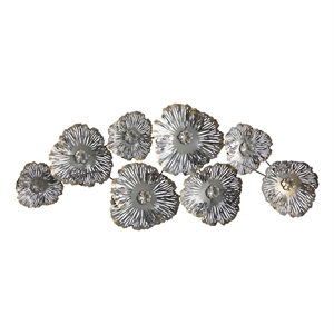 Nearly Natural 5ft x 2ft Floating Metal Floral Wall Art Decor in Silver