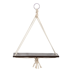 Nearly Natural 18&quot x 16&quot Hand Crafted Macrame Wall Hanging w/ Wooden Shelf