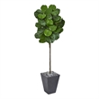 Nearly Natural 6ft Fiddle Leaf Artificial Tree in Slate Finished Planter