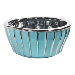 Nearly Natural 7.25&quot Teal Vase with Silver Burnishing in Blue