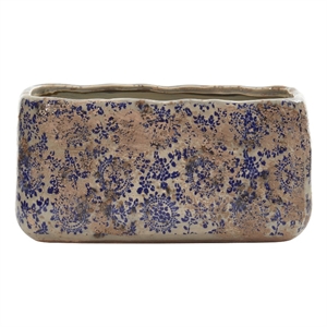 Nearly Natural 10&quot Tuscan Ceramic Rectangle Planter in Blue