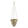 Nearly Natural 2ft Tuscan Hanging Ceramic Scroll Planter in Green