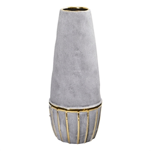 Nearly Natural 15&quot Regal Stone Decorative Vase with Gold Accents in Gray