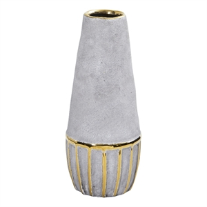 Nearly Natural 10&quot Regal Stone Decorative Vase with Gold Accents in Gray