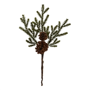 Nearly Natural 19&quot Pine & Pinecone Artificial Flowers in Green (Set of 12)