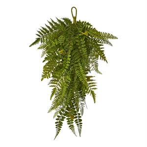 Nearly Natural 28&quot Fern Artificial Teardrop in Green (Set of 2)