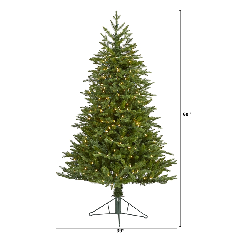 Nearly Natural 5ft Cambridge Fir Christmas Tree with 300 Clear Warm LED Lights