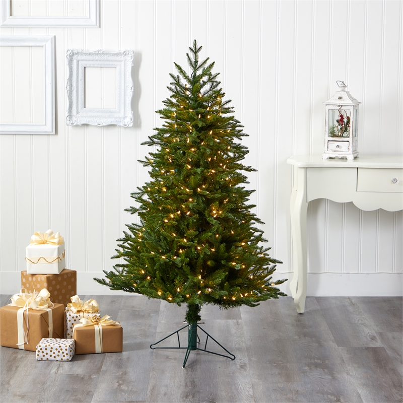 Nearly Natural 5ft Cambridge Fir Christmas Tree with 300 Clear Warm LED Lights
