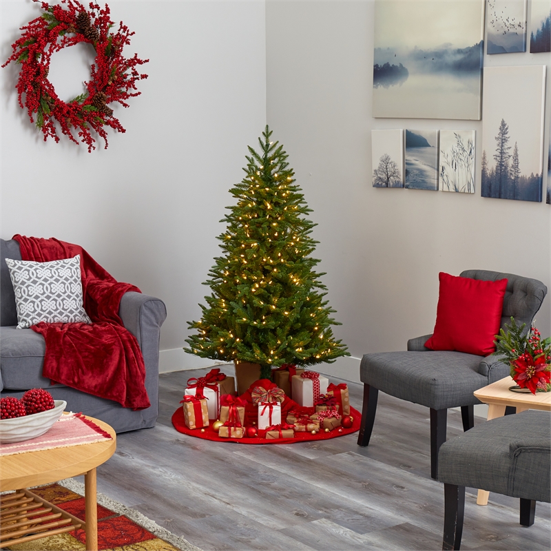 Nearly Natural 5ft Cambridge Fir Christmas Tree with 300 Clear Warm LED Lights