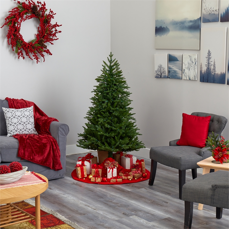 Nearly Natural 5ft Cambridge Fir Christmas Tree with 300 Clear Warm LED Lights