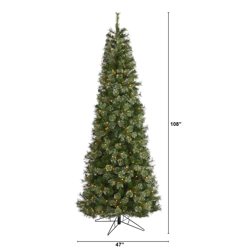 Nearly Natural 9ft Cashmere Slim Christmas Tree with 550 Warm White Lights